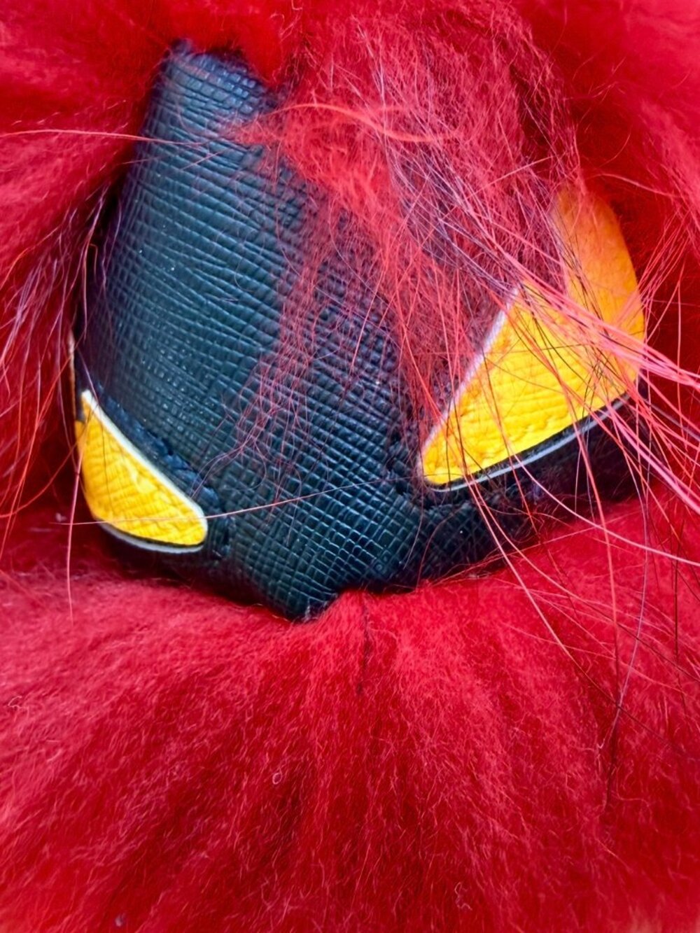 Fendi Red Fox Fur Monster Bag Charm - Gem